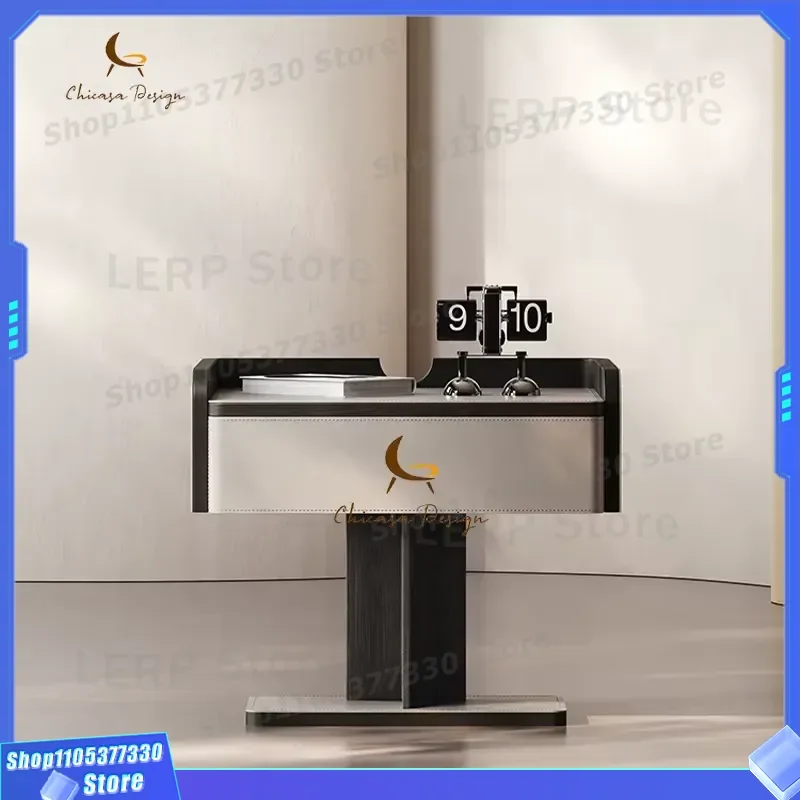 Smart Wireless Charging Nightstand Modern Solid Wood Bedroom Storage Cabinet Stainless Steel Drawer Furniture for Apartment