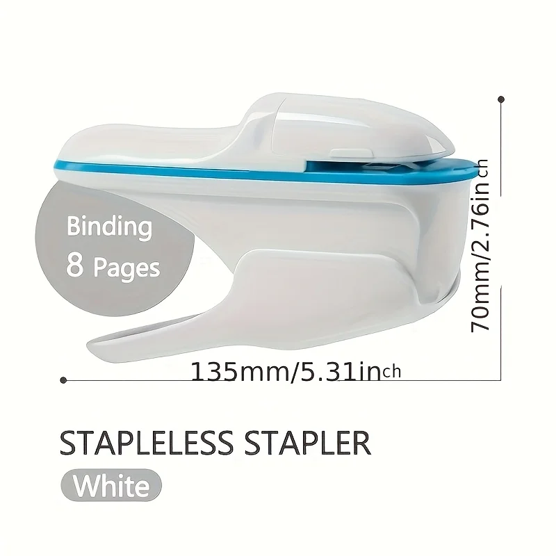 Hand-held Mini Safe Stapler without Staples Staple Free Stapleless 7 Sheets Capacity for Paper Binding Business School Office