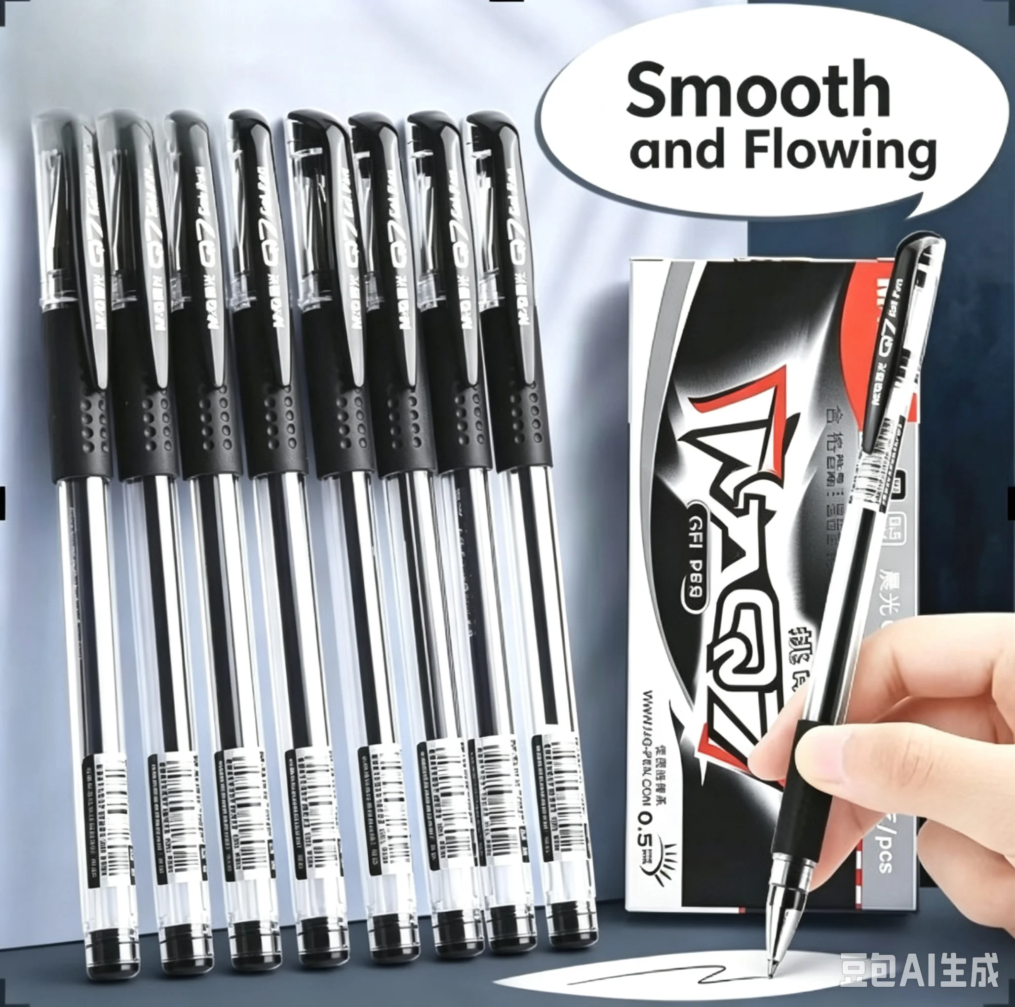 M&G Q7 0,5mm Gelschreiber mit glatter Schreibspitze, mehrfarbig, 12er-Pack, für Prüfungen, Schreiben, Unterschreiben, für Schule und Büro
