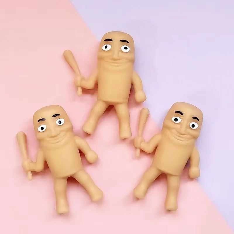 Kawaii Tung Tungtung Sahar Squeeze Toys Collectible Viral Brainrot Fidget Toy Wooden Stick Man Anti Stress Reliever Toys Figet