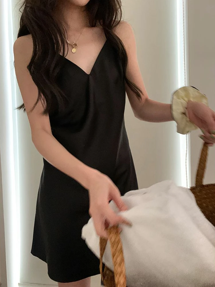 

Nightgowns Women Solid Simple Elegant Charming Sexy Summer Korean Style Basics Ladies All-match Tender Casual Personality New