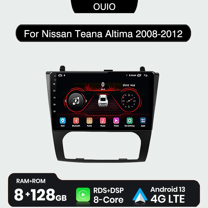 

4G Android 13 Carplay radio For Nissan Teana Altima 2008 2009 2010 2011 2012 Car stereo Multimedia Player Android Auto GPS navi