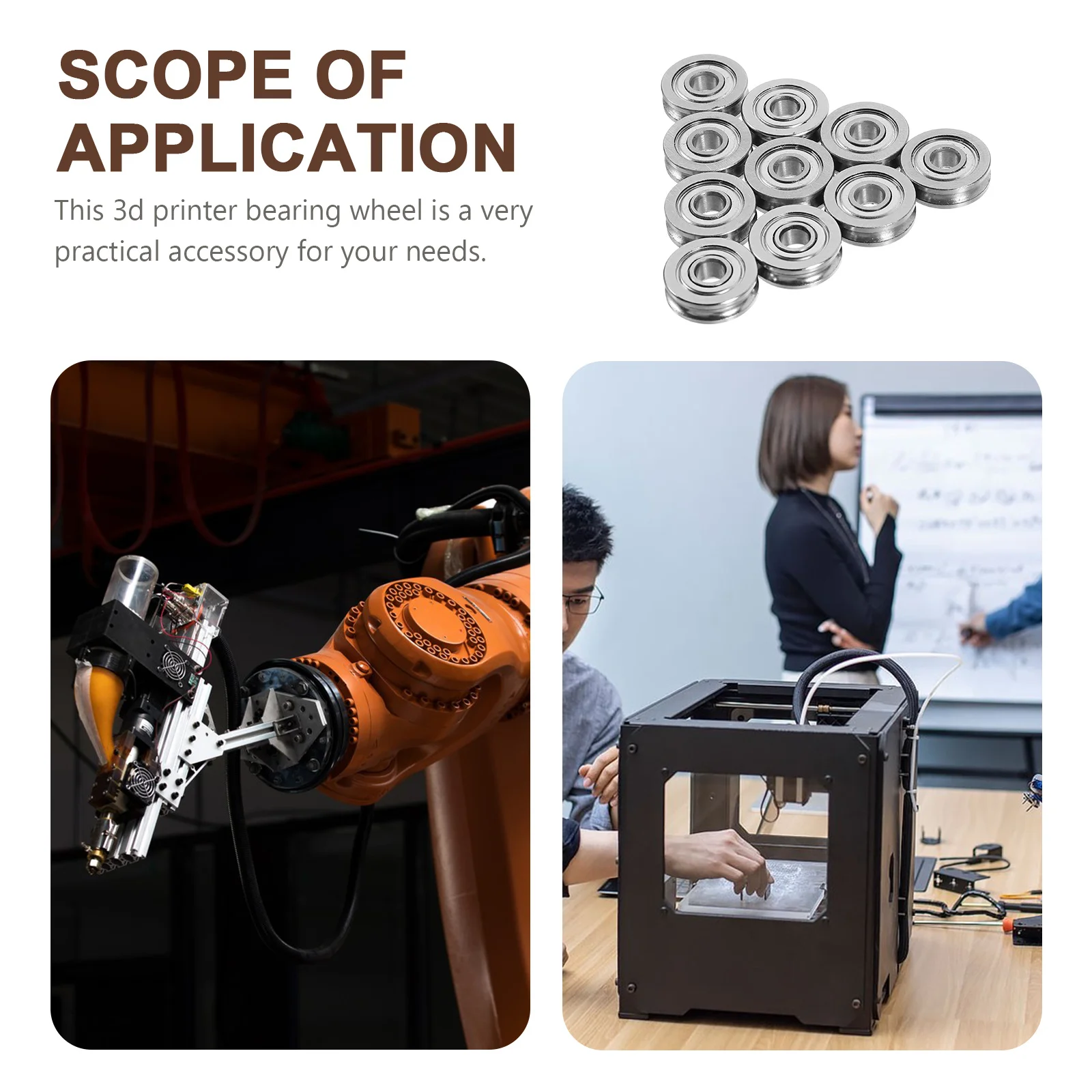 

10Pcs Metal Bearing Pulley for 3D Printer Linear Bearing Pulley Wheel Precision Machined Printer Accessories