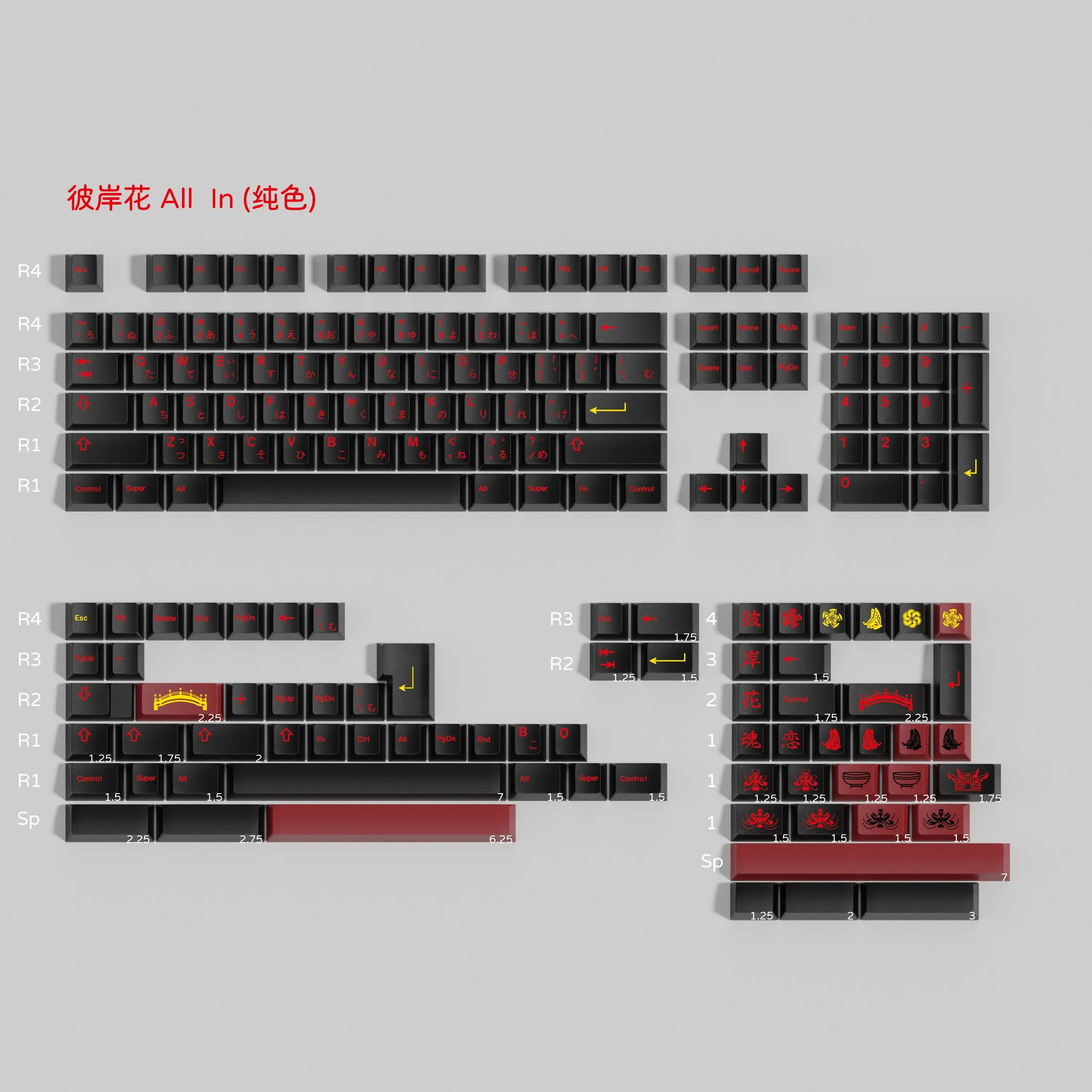 PBT Keycap GMK Higanbana Keycaps Cherry Profile Dye-Sub Key Cap English For MX Mechanical Keyboard GH60 61 64 68 75 84 96 980