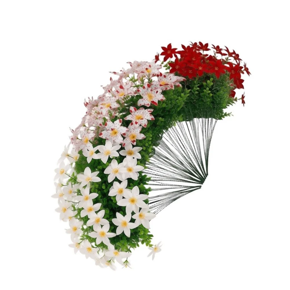 33PCS Artificial Poinsettia Bouquet Red White Mix for Festive Home Office Garden Decor Bendable Stems 25cm 38cm Sizes
