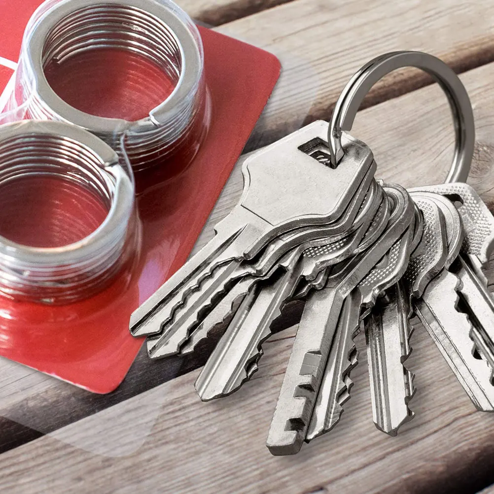 

100 Pcs Keychains Metal Flat Split Rings Silver Car Keys Accessories Round Circle Key Ring Parts Jewelry Components Strong
