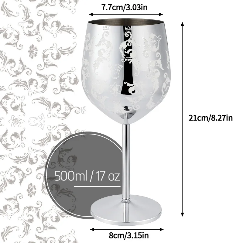 Grapevine Etching Red Wine Glass Goblet For Party Wedding Stainless Steel Wine Glass Goblet Good Cooling Effect Wine Lovers Gift - view 6