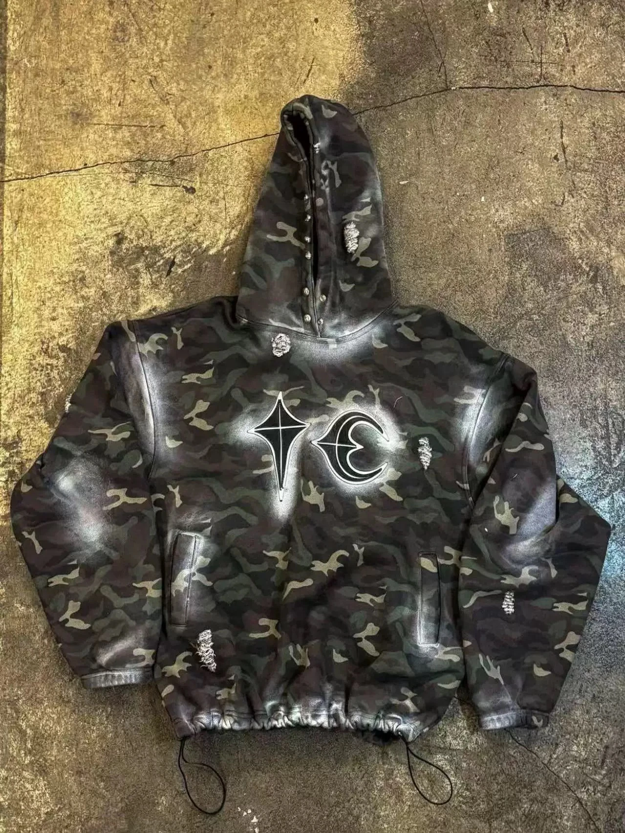 

Клубная камуфляжная толстовка Waed out Thug ex Свободная спортивная одежда Long Sve Crew Ne Повседневная уличная одежда Осенняя модная толстовка