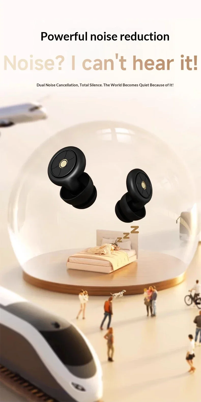 Ohrstöpsel zum Schlafen, Geräuschunterdrückung 50 dB, wiederverwendbare Silikon-Ohrstöpsel, starke Schallisolierung, verschiedene Größen von Ohrkappen. – Detail 7