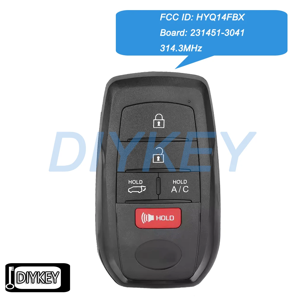 

5 кнопок, умный дистанционный автомобильный брелок 314,3 МГц для Toyota RAV4 Prime 2021 2022 2023 2024 BZ4X 2023 2024 FCC ID: HYQ14FBX 231451-3041