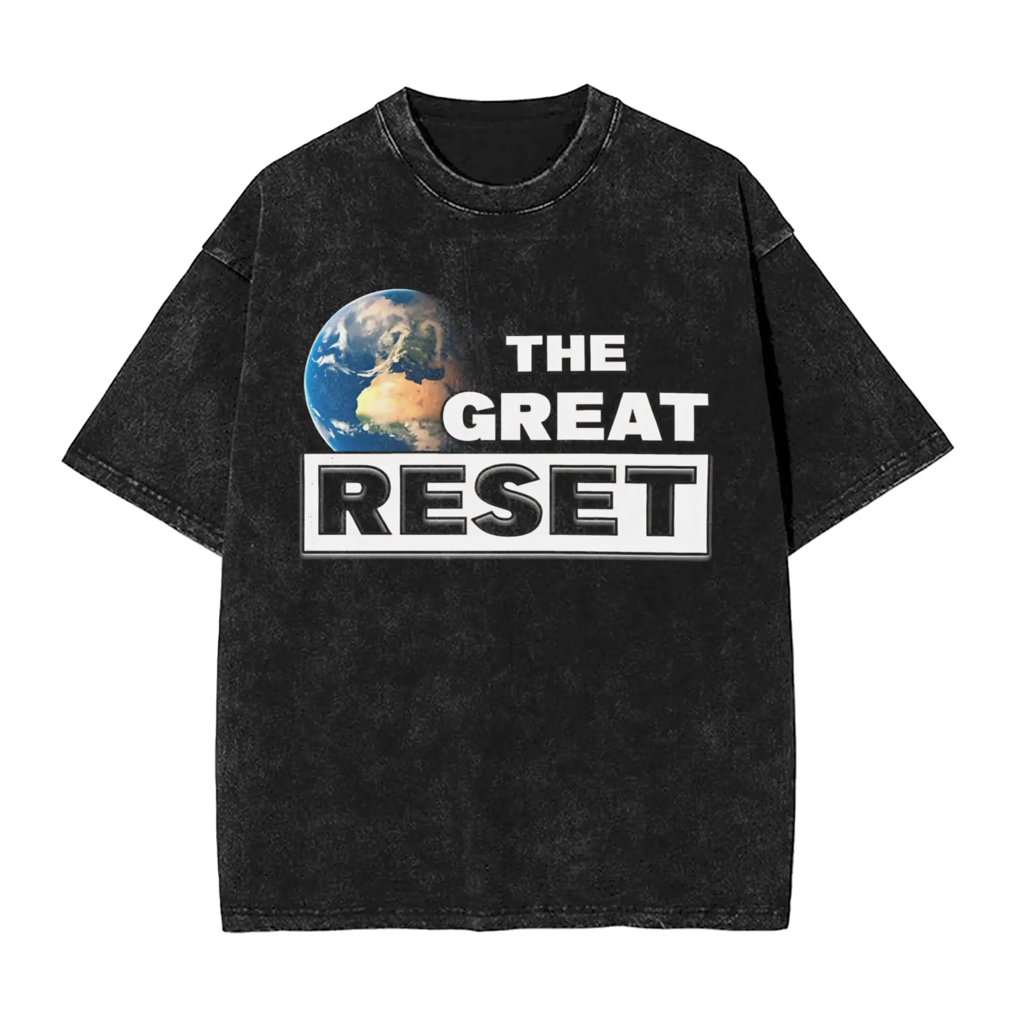 Men Women T Shirt The Great Reset Washed T-Shirts Novelty  Summer Tees Y2K Classic Print Cotton Clothes Plus Size