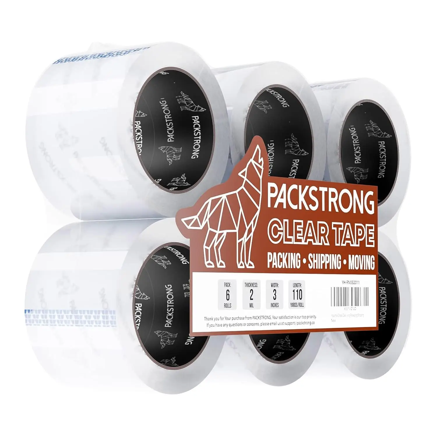 

Industrial Grade Clear Packing Tape 6 Rolls - 110 Yards per Roll - 3" Wide x 2.0 mil Thick, Acrylic Adhesive Heavy Duty