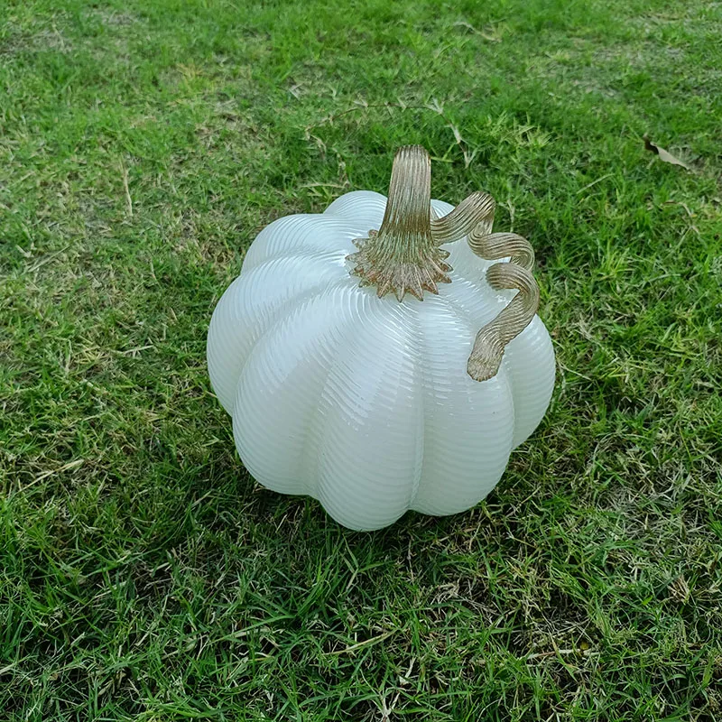 

Pastoral Style Pumpkin Decoration Glass Handicraft Ornaments Orange Halloween decor Irregular Room Art Decorative Ornaments