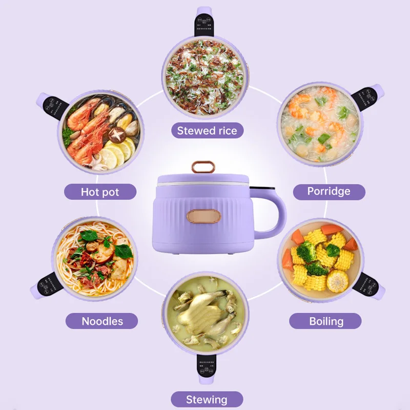 휴대용 다기능 전기 밥솥 가정용 기숙사 비 스틱 시간 예약 핸들 패널 미니 전기 보일러