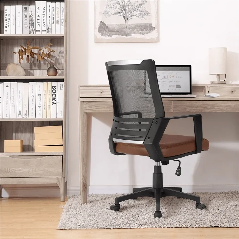 

office chairs computer chairModern Swivel Office Chair Height Adjustable Computer Chair Leather Padded Mesh Chair With Mid Back