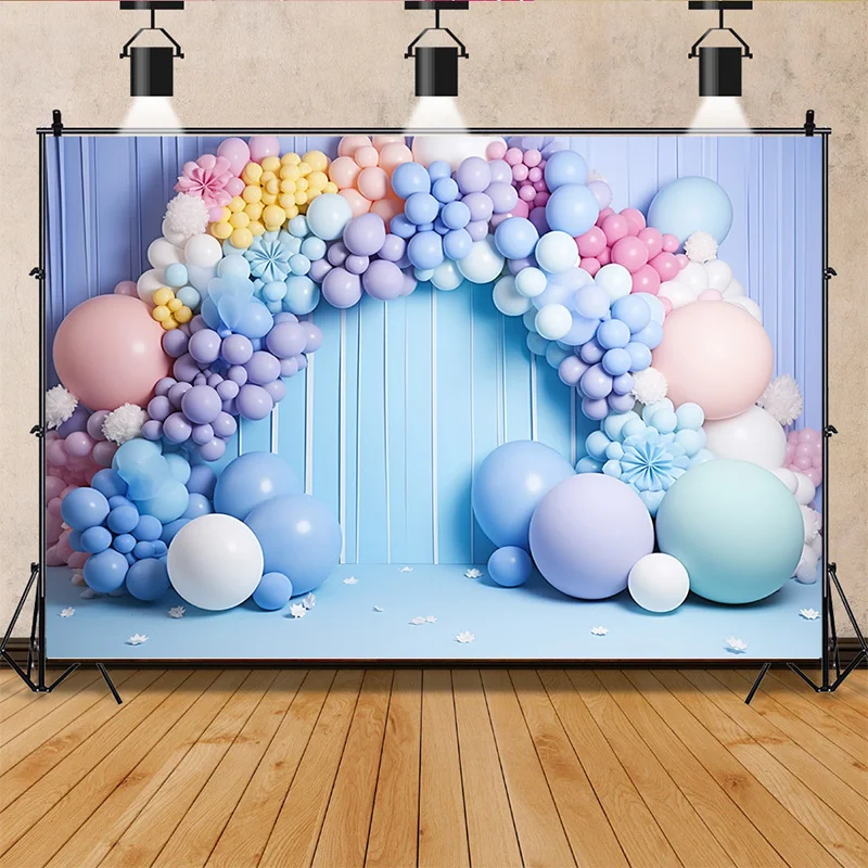 Arco-íris Balão Arco Fotografia Fundo, Cenários Adereços, Adorável Pastel Photo Studio, Decoração De Festa De Aniversário, CA-01