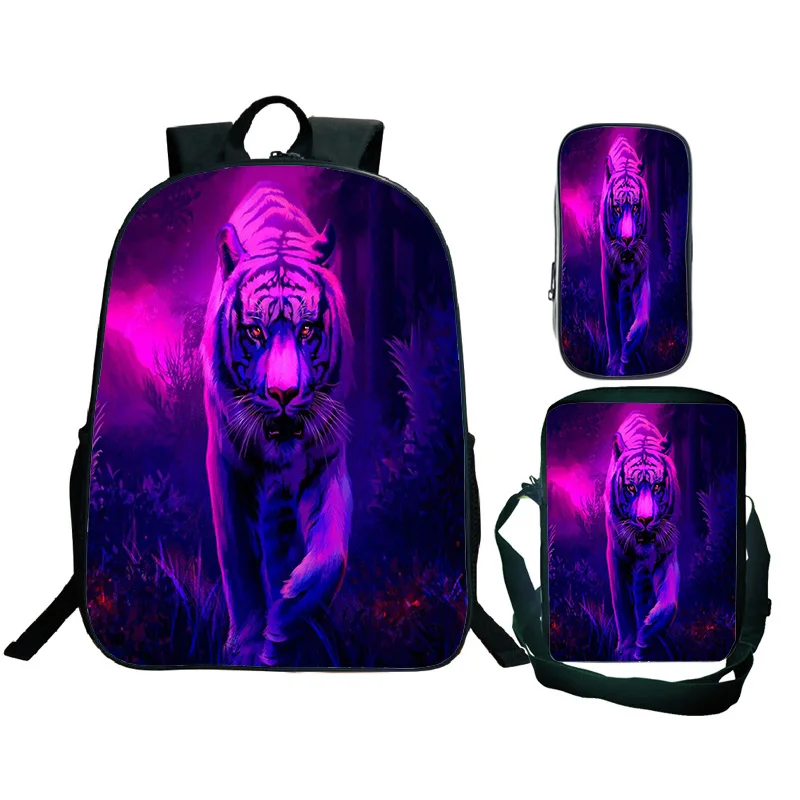 حقيبة ظهر بطباعة ثلاثية الأبعاد كرتونية النمر ، حقيبة كتف ، حقيبة أقلام رصاص ، حقائب ظهر حيوانات ، طلاب ، حقيبة مدرسية لابتوب ترفيهية ، تخفيضات كبيرة ، 3 +