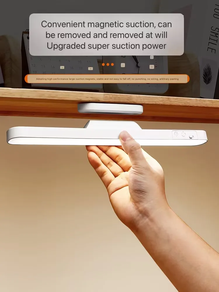 LED Desk Lamp Magnetic Hanging Night Light USB Rechargeable Table Lamp 3 Colors Reading Light For Cabinet Closet Wardrobe