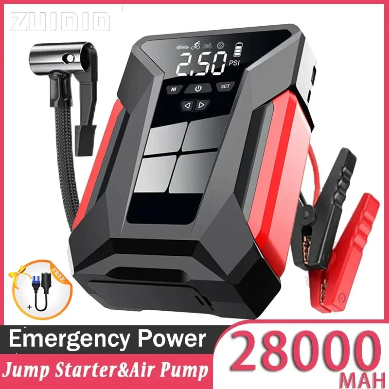 

28000mAh Car Jump Starter Device 150PSI Tire Inflator Portable Power Bank Car Tyre Inflator Air Pump With Bag Car Accessories