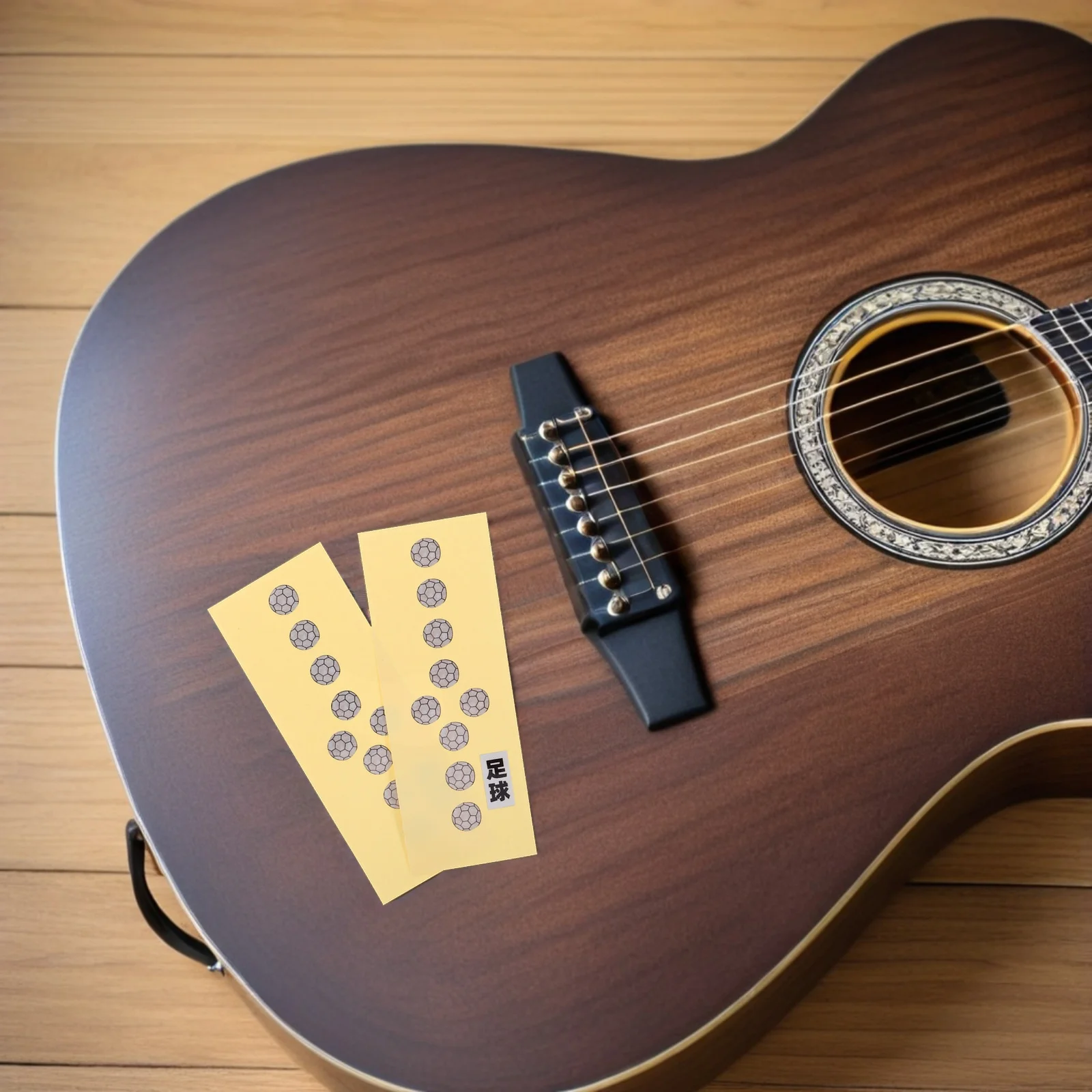 

2Pcs Beginner Guitar Fretboard Stickers Soccer Bass Acoustic Electric Decals Headstock Stickers Musical Instrument Accessories