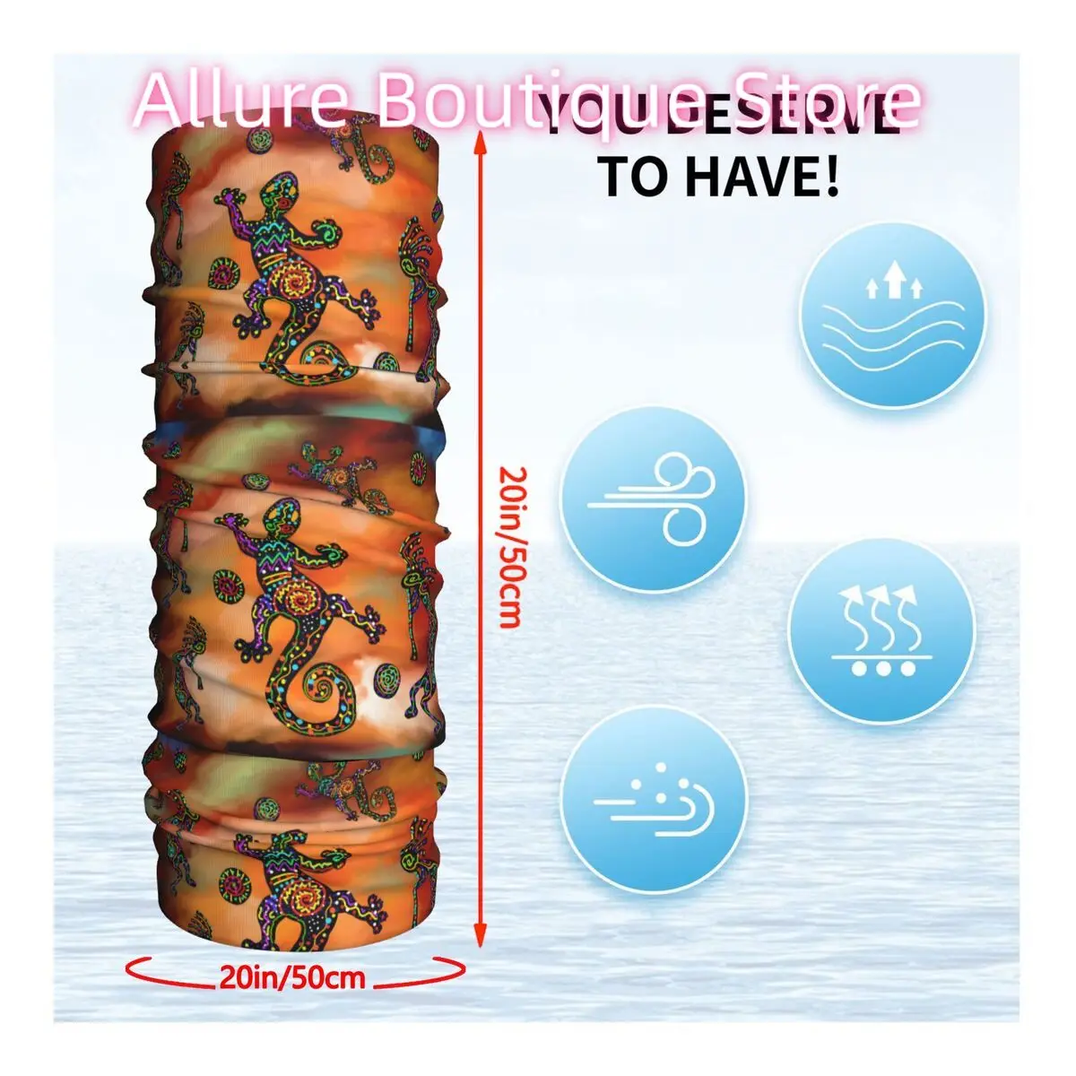 Kokopelli Geckos Bandana Cuello Bufanda blanca Gorros multiusos Pesca Unisex Adulto Invierno