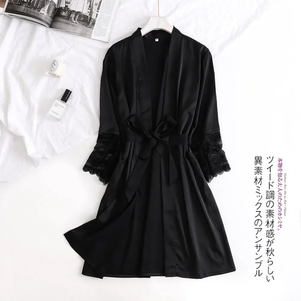 حار الأبيض المرأة الحرير الدانتيل الجلباب الزفاف وصيفه الشرف العروس ثوب كيمونو الصلبة رداء النوم ثوب النوم وصيفه الشرف الجلباب حجم M-XL