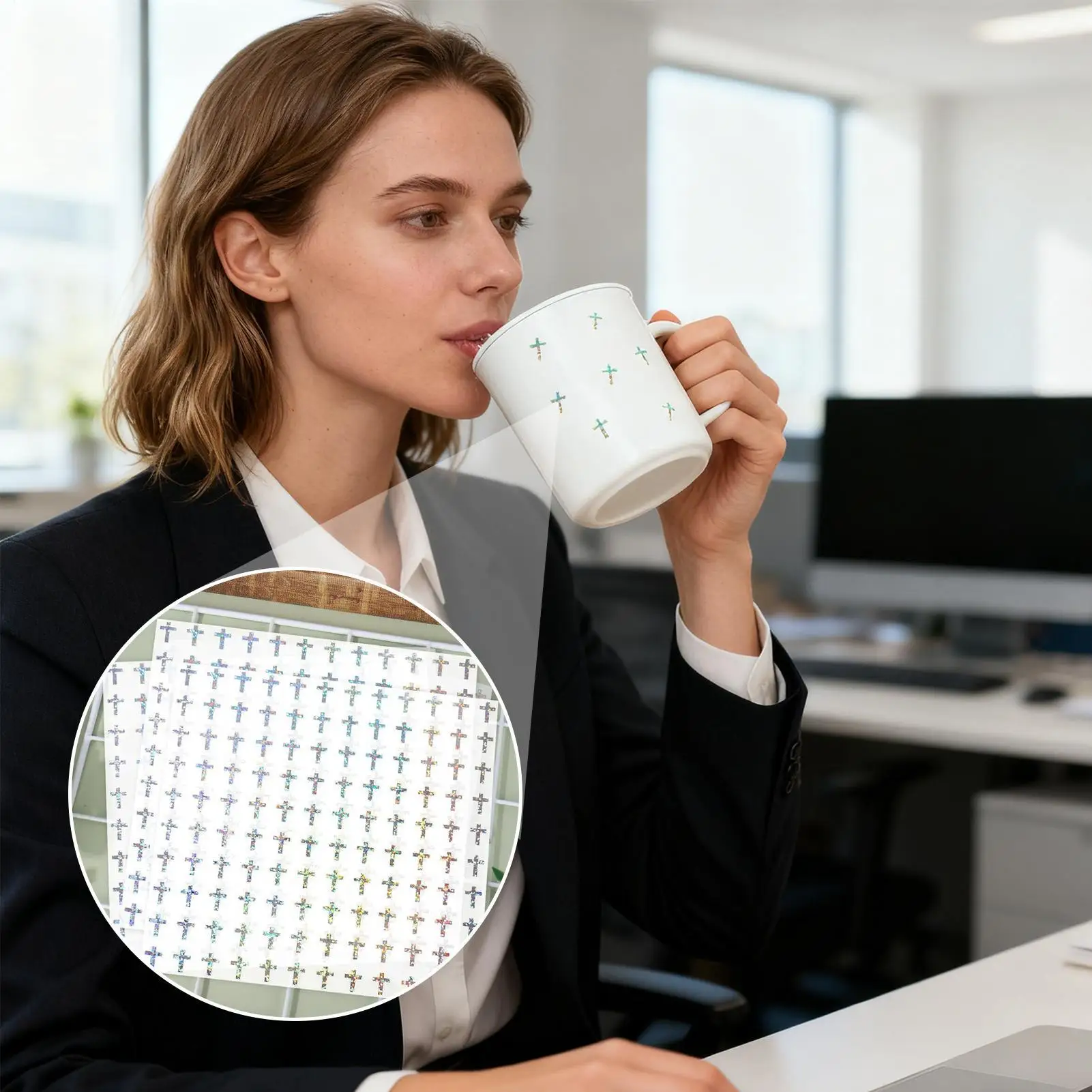 

Cross Stickers Religious 1200 Pieces Self-Adhesive Silver Foil Small Decals Wall Stickers Decor For Notebooks Cups Cars Winter