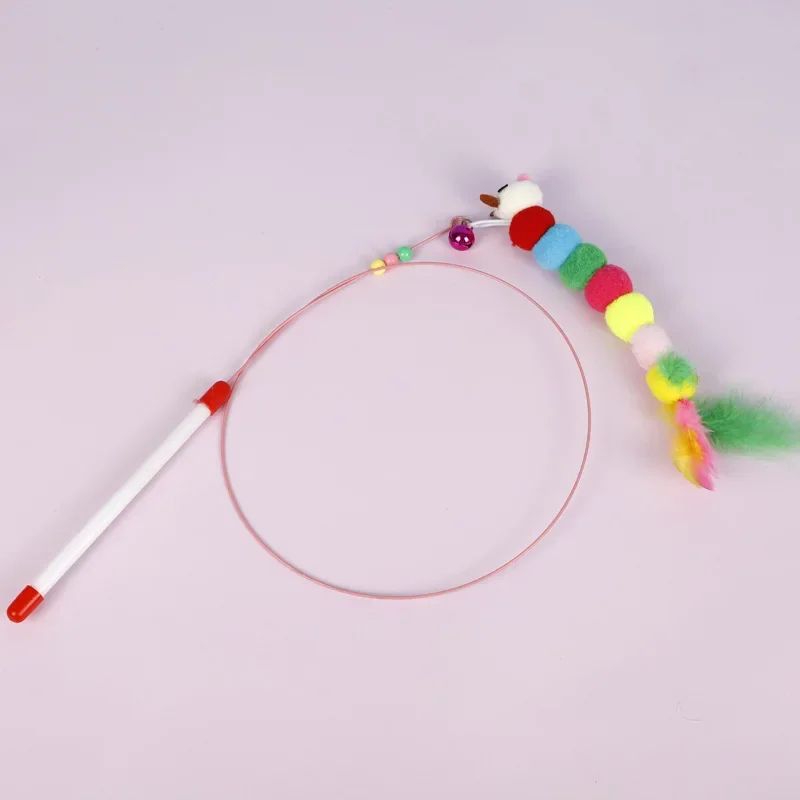 Pet Toys Interactive Cat Toys Funny Simulation Feather Fish with Bell Stick Toys for Kitten Playing Teaser Wand Toy Pet Supplies