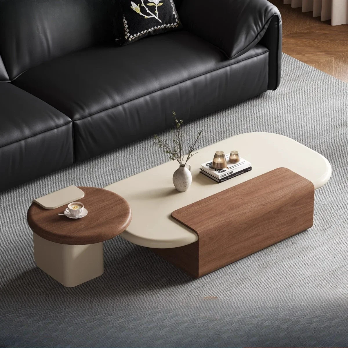 Y Designer Simple Coffee Table Combination New Living Room High-end Small Apartment Second-hand Cream Style Tea Table