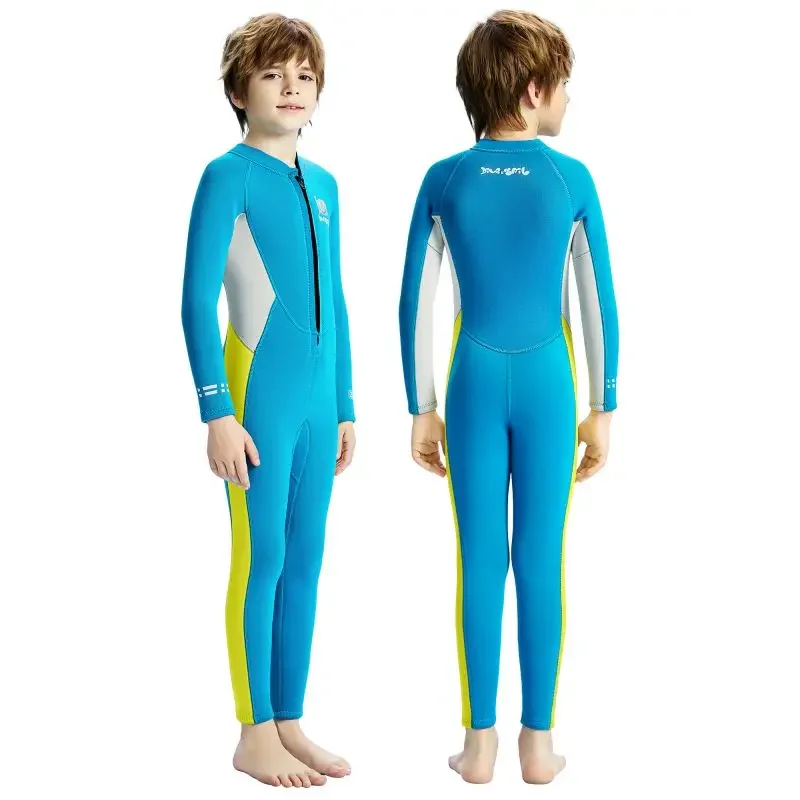 أطفال بنين بنات بأكمام طويلة تصفح الغوص ملابس السباحة الأطفال بذلة للمياه الباردة الغوص تصفح بحر #3
