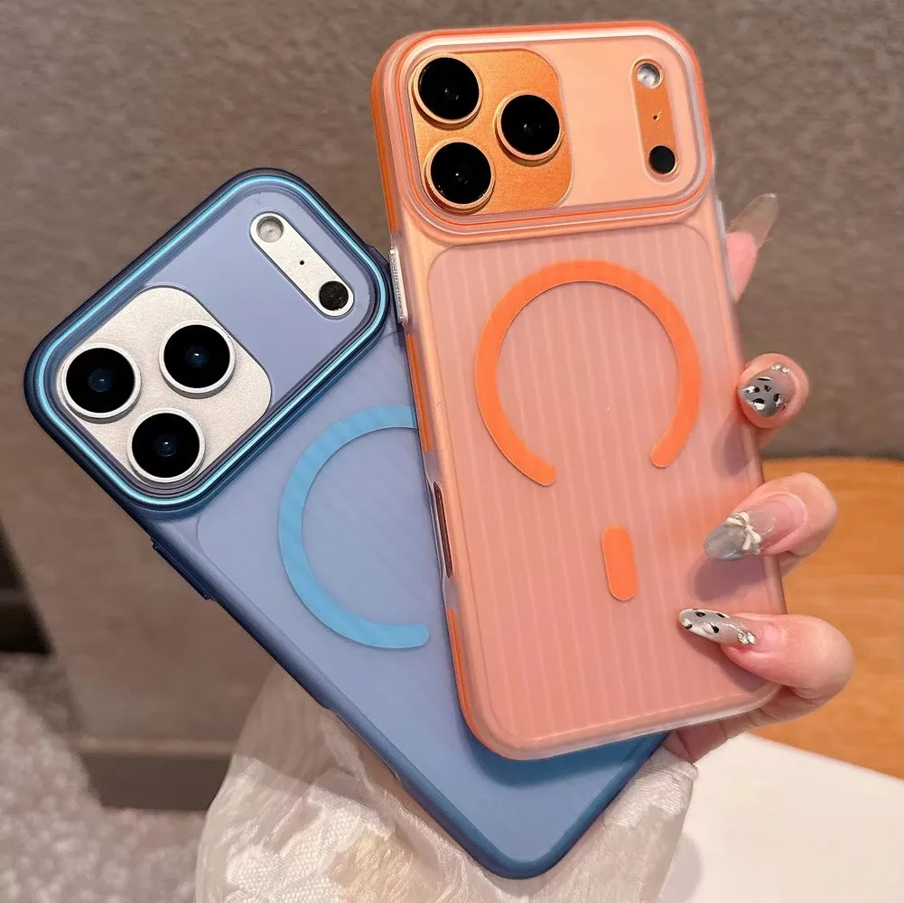 

Case Corrugated Translucent For iPhone 17 Pro Max 17 Pro Air 16 + 15 14 13 12 Protects Cover with Magsafe Wireless Charging