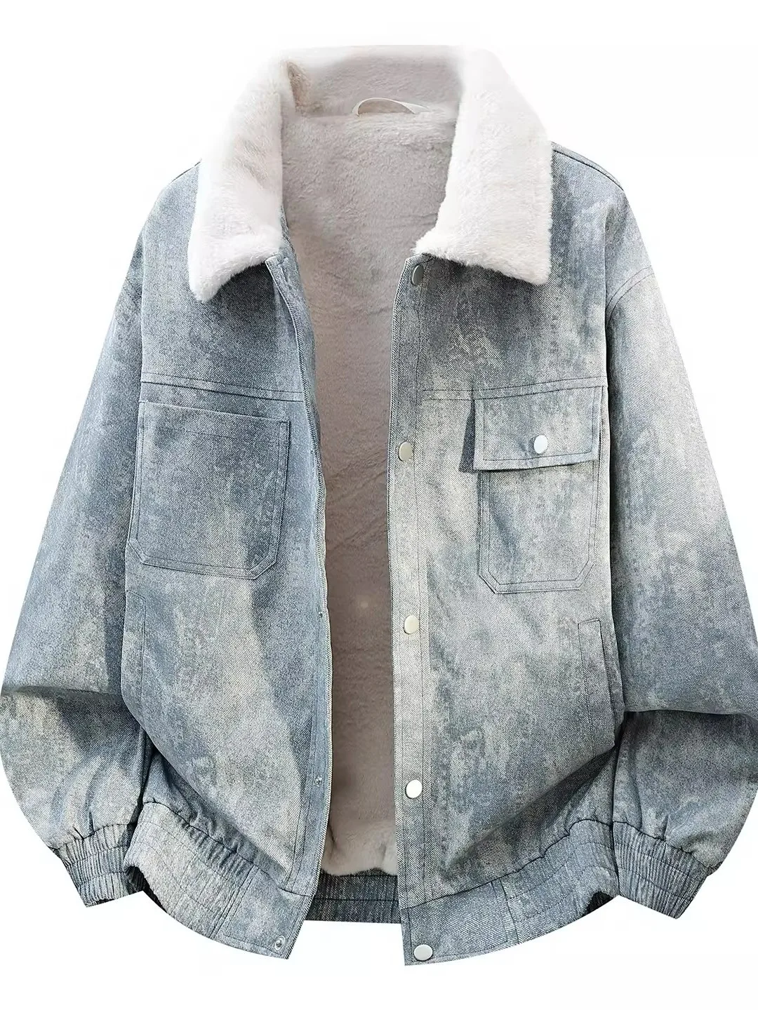 

Мужская зимняя куртка из искусственного меха кролика в стиле ретро, утепленная, повседневная, с отложным воротником, на флисовой подкладке, приталенного кроя, с внутренними карманами из полиэстера