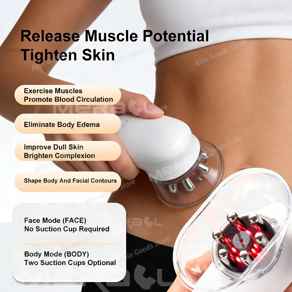 Electric Fat Cellulite EMS Removal Abdomen Massage Device Strong Suction Deep Tissue Body Sculpting Massager Tool Anti Cellulite