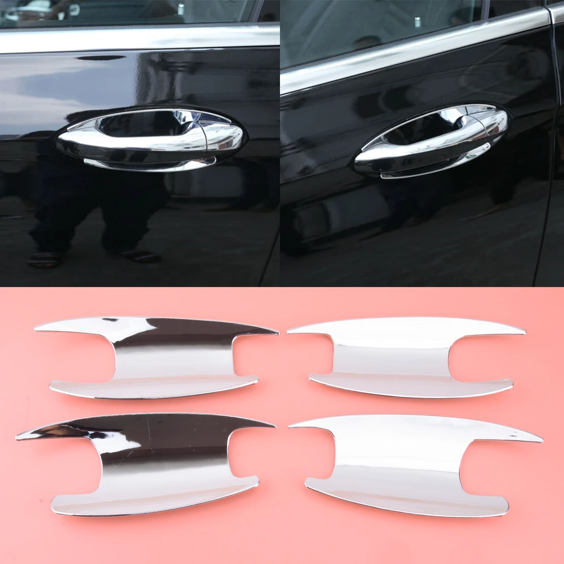 

4pcs Silver Car Exterior Door Handle Bowl Cover Trim Fit For Mercedes Benz C E GLC Class W205 W213 X253