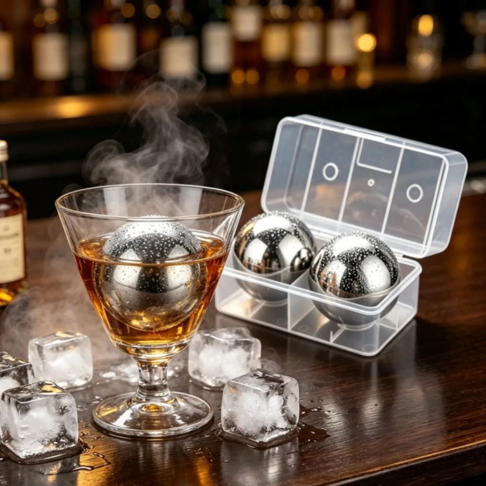 Reusable Ice Cubes & Metal Chilling Stones 304 Stainless Steel Whiskey Balls XL Extra Large Whiskey Ice Stones,Whiskey Gifts
