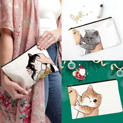 Cute Kawaii Pencil Case Lovely Cartoon Cat Bags for Kids Gift School Supplies Woman Makeup Pouch Cosmetic Bag