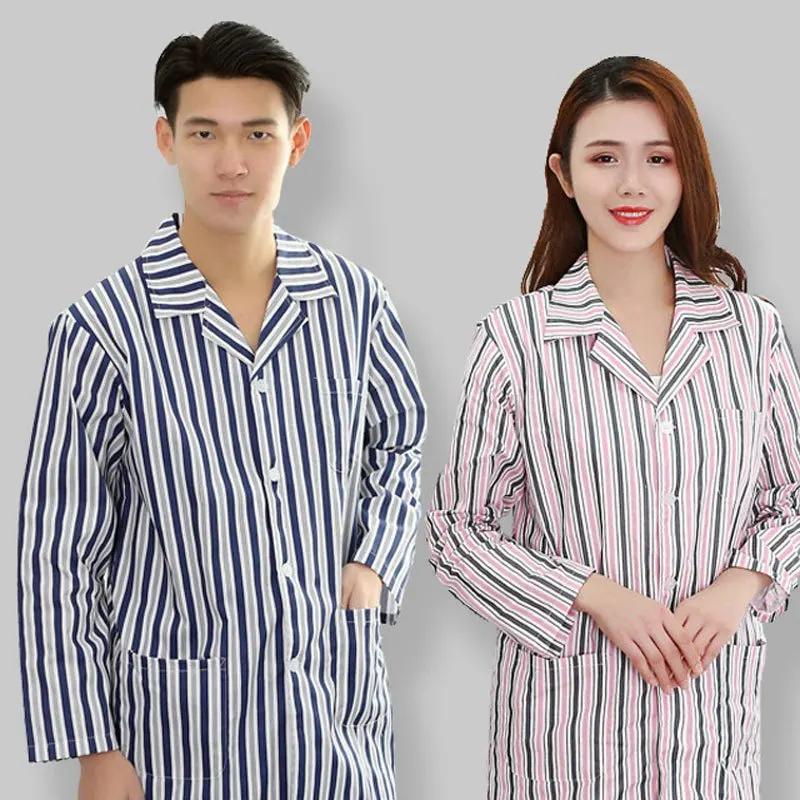 Verdikte patiëntkleding van puur katoen, ziektepatiëntset met lange mouwen, comfortabele, ademende, loszittende patiëntjurk