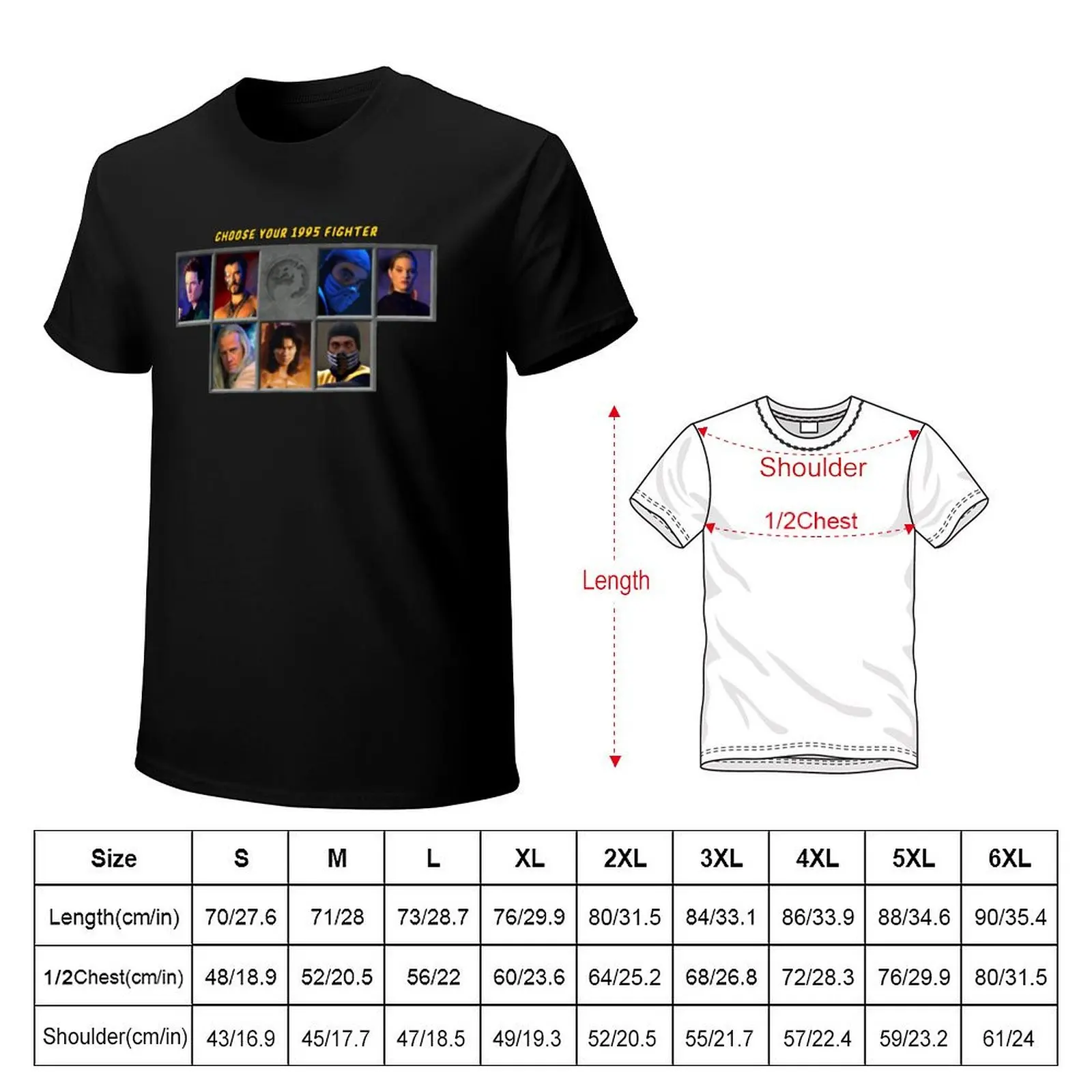 1995 Classic Mortal Kombat Movie - Select Fighters - Video Game (Retro) T-Shirt man t shirt cotton high quality T-Shirt