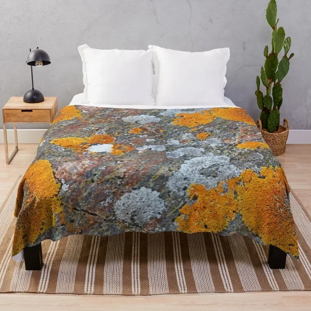

Wreck Island Lichen On Rock Throw Blanket Color Fast Cozy Throw Blanket