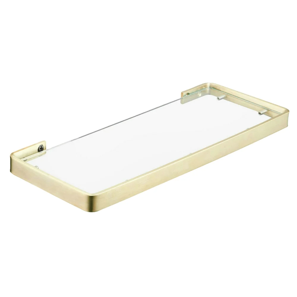 

BA19304BG Home Hotel Bathroom Accessories Luxury Stainless Steel 304 Glass Shelf With Holders