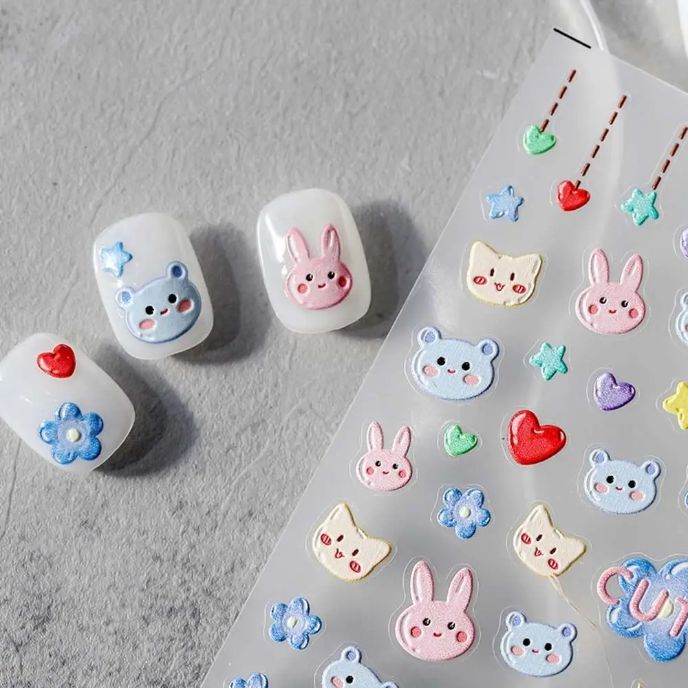 Animals Stickers Cherry Flowers Ducks Rabbits Nail Decals Nail Art Decorations Cartoon Nail Stickers Manicure Accessories