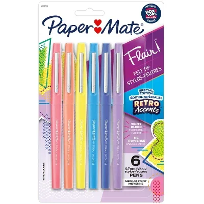 

6ct 0.7mm Felt Tip Pens Retro Colors