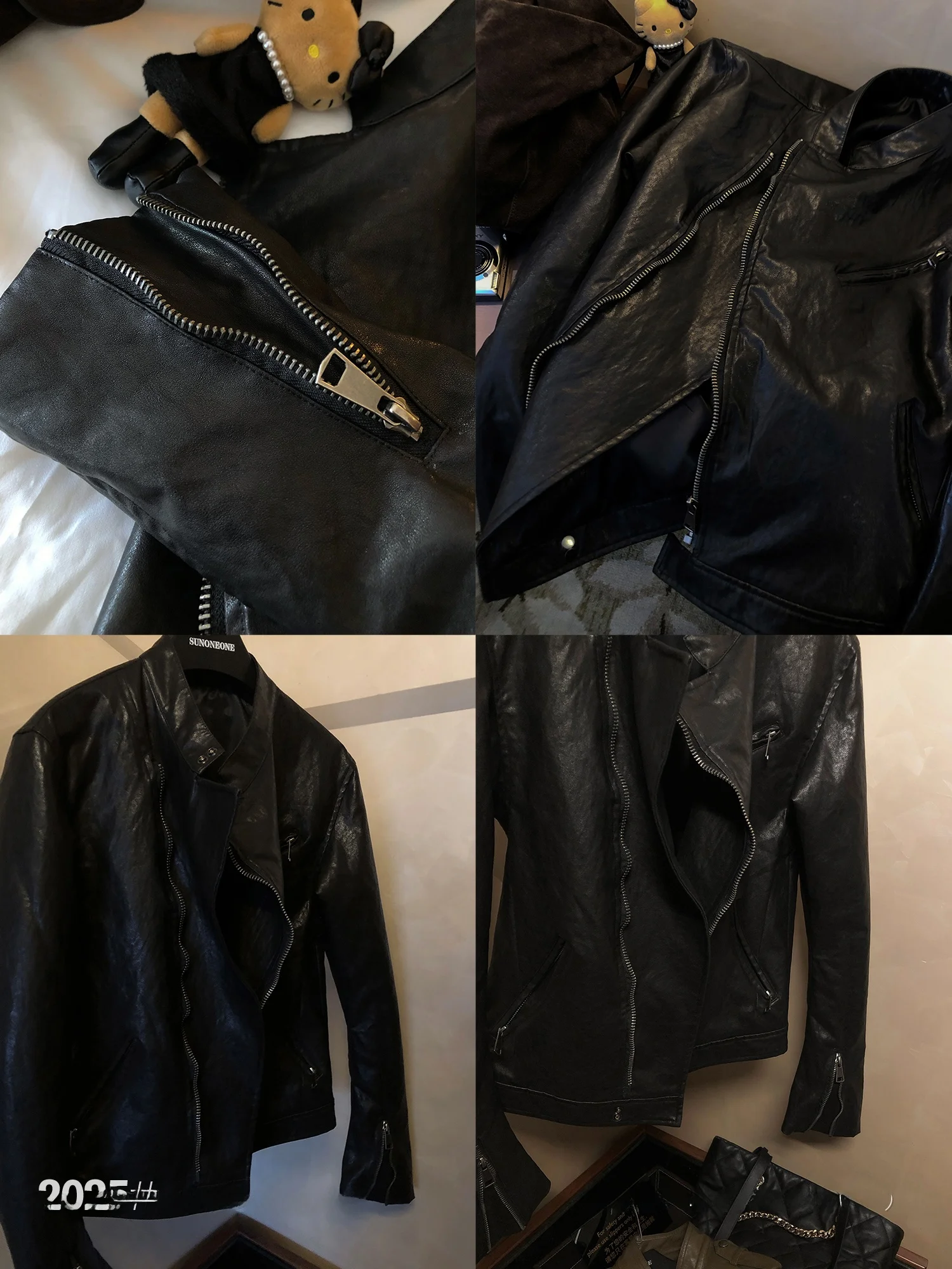 Jaqueta Feminina de Couro PU Preta Estilosa para Motociclistas, Nova Coleção Primavera, Estilo Industrial, Impermeável, Manga Longa