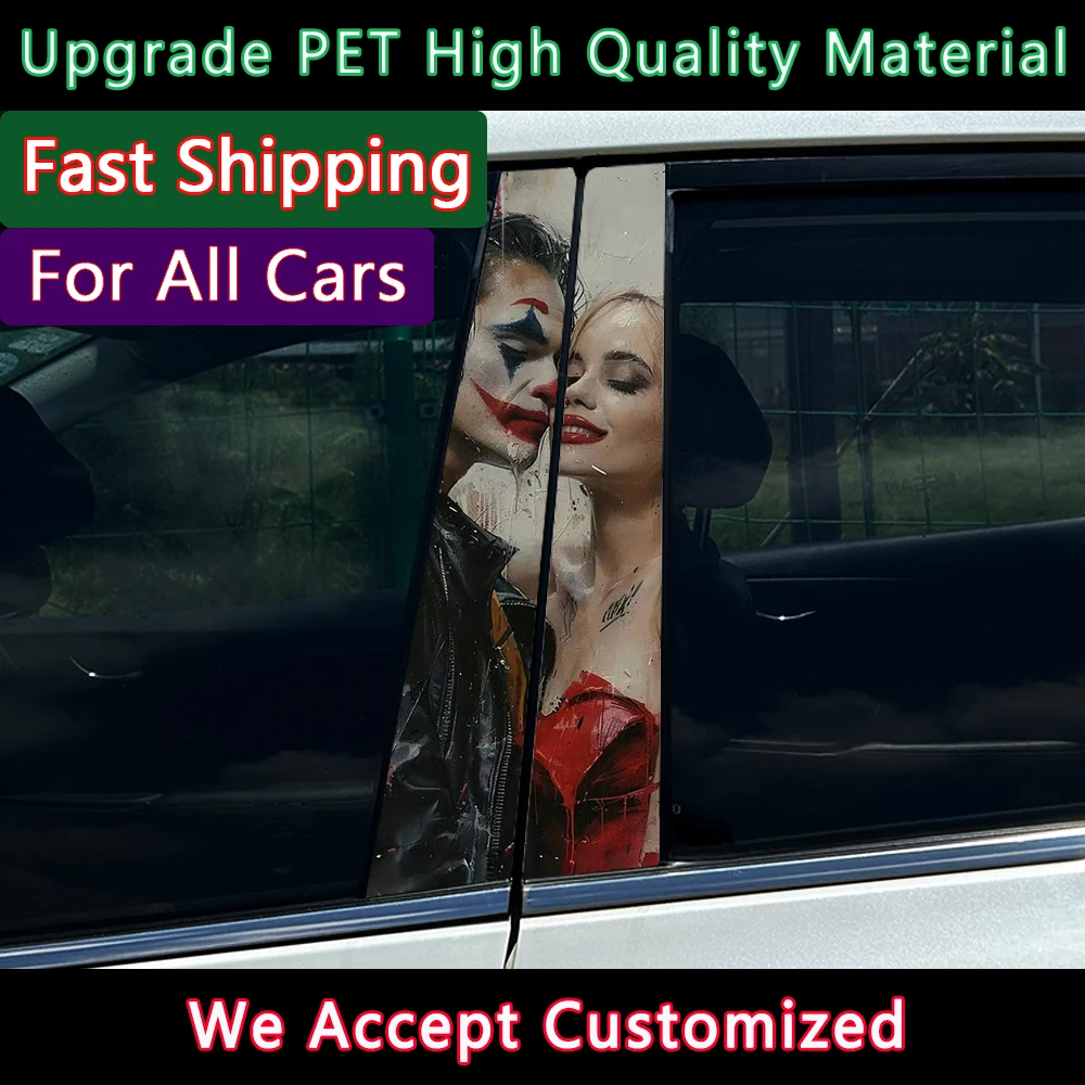 Joker couple Decals Car Stickers PET Waterproof Auto B Pillar Funny Decoration Cover Scratches Sunscreen Car Doors Pillar Trim