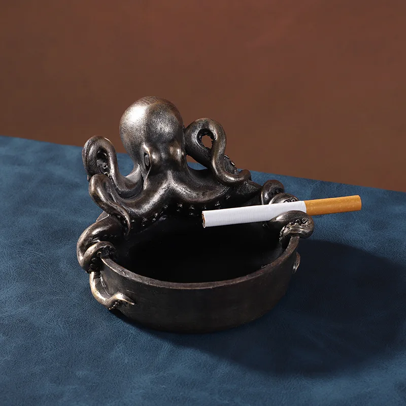 Resin Handicrafts, Skeleton Ashtray, Octopus Shaped, Convenient Decoration, Shoe Cabinet, Desktop Storage Box, Statue, Halloween