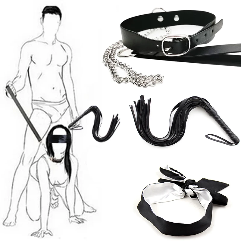 BDSM Sex Kits Bondage Adult Games Handcuffs Blindfold Whip Collar Adult Sex Toys For Couples Women Cosplay Slave Fetish Sex Shop