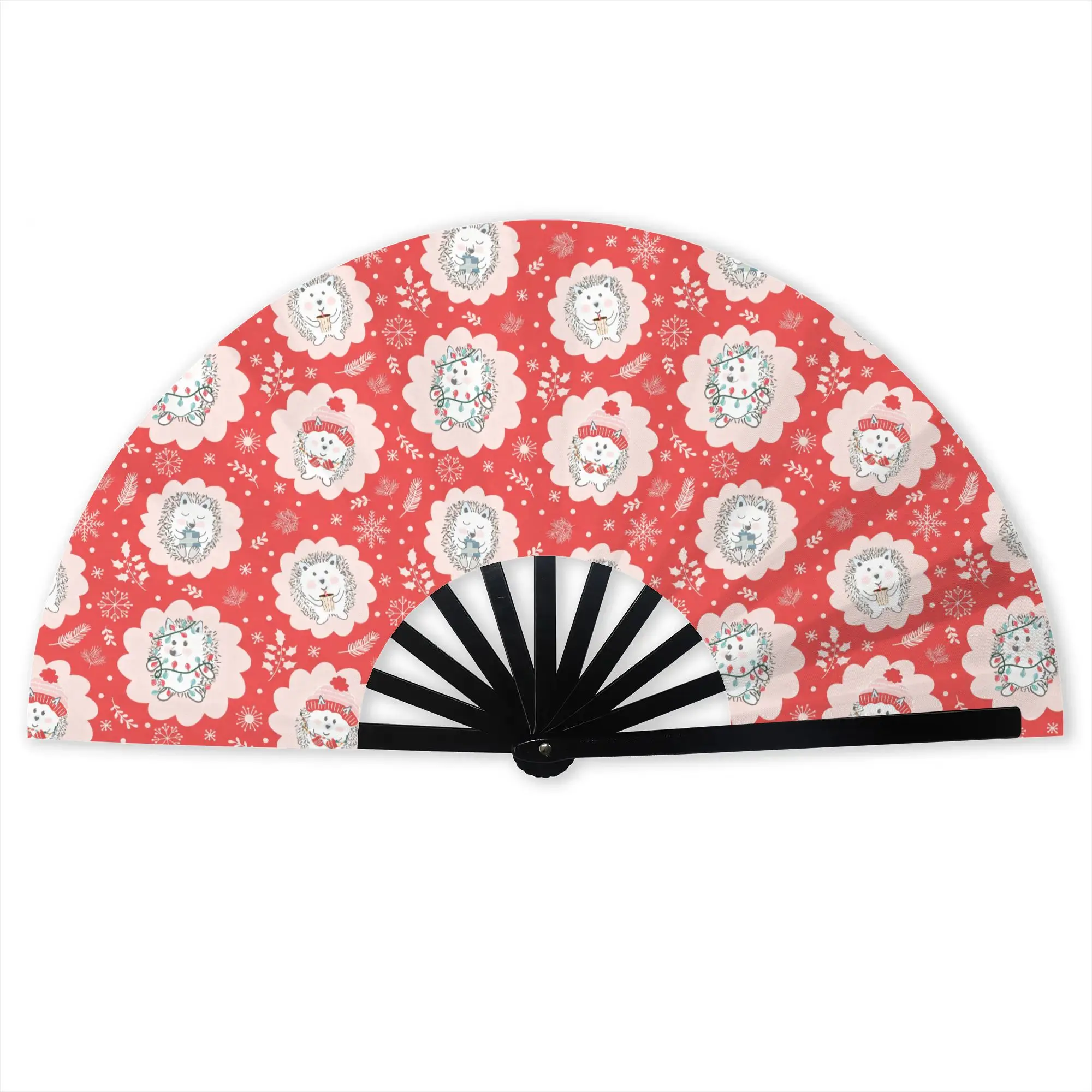 Hedgehog Furze Pig Christmas  Hand Fan Promotional Gift Party Small Mammal  Durable Folding Fans Unique Bulk Pack Fan