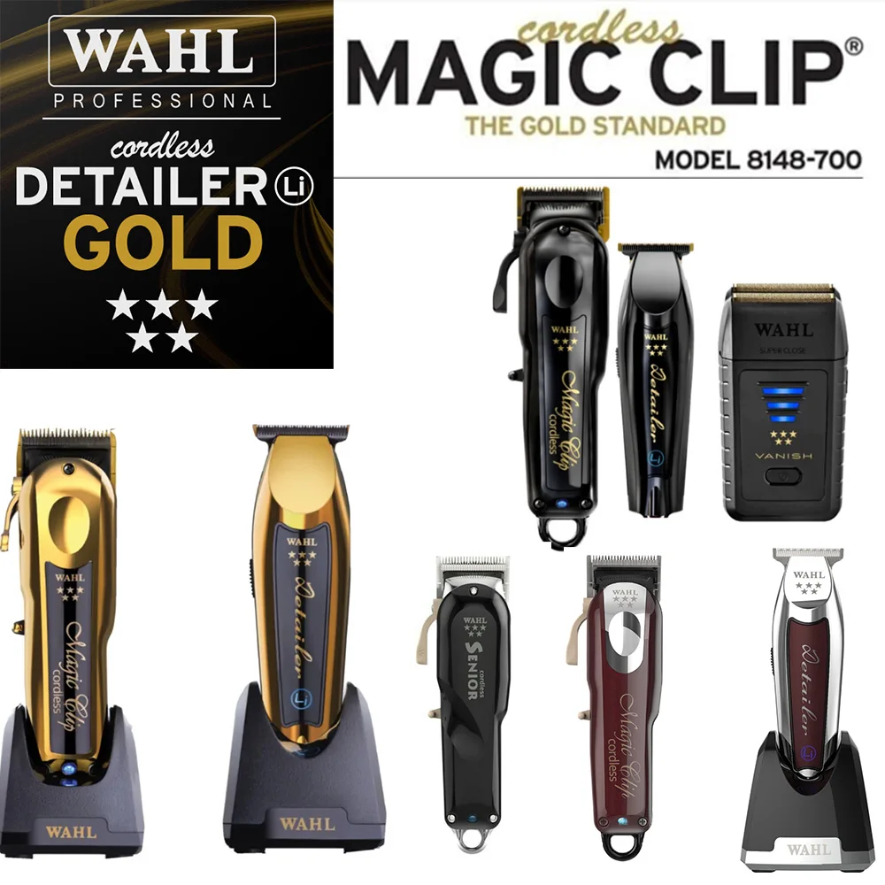 

Wahl Professional Cordless Magic Clip Detailer Li Gold, Premium Black Barber Combo Vanishing Shaver for Barbershops and Salons