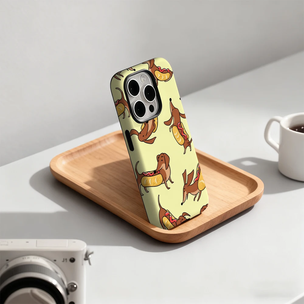 핫도그 푸프스 아이폰 17 16 15 14 13 12 11 X XS XR XSMAX 7 8 에어 프로 맥스 플러스 럭셔리 이중 레이어 백 커버