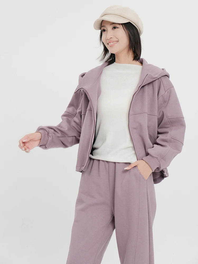 

Bukhara Original Women's Loose Fit ort Hooded Jaet Purple Casual Sle Winter New Arrival Ladies Cotton Polyester Blend